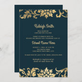 Marineblauw  goudAfstuderen Kaart (Voorkant / Achterkant)