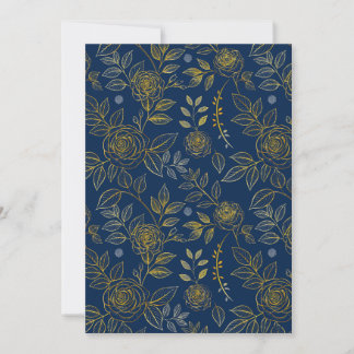 Marineblauw & Gouden Roos – Naadloos Botanisch Pat Kaart