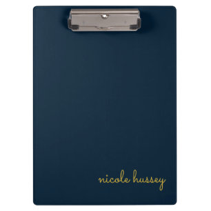 Marineblauw Gouden Schrift Stijlvol Modern Mono Klembord