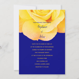 Marineblauw Gouden Sinaasappel Gele Rose Bloemen B Kaart