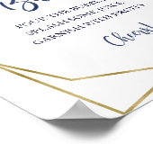 Marineblauw Gouden Waterverf Bloemige Mimosa Bar B Poster (Hoek)