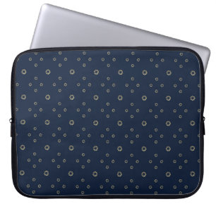 Marineblauw Gouden Zinnia Zon Laptop Sleeve