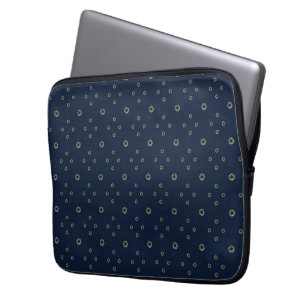 Marineblauw Gouden Zinnia Zon Laptop Sleeve