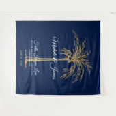 Marineblauw goudpalm Beach Weddenschap Backdrop Wandkleed (Voorkant (horizontaal))