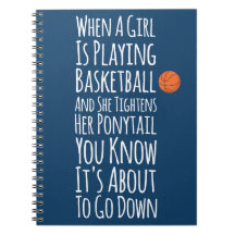 Marineblauw Grappige Meisjes Basketbal Speler Noti
