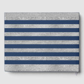 Marineblauw, Grijze Strepen Bar Mitzvah Gastenboek (Achterkant)