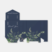 Marineblauw groen Botanische Waterverf Bruiloft Bedankdoosjes (Uitgevouwen)
