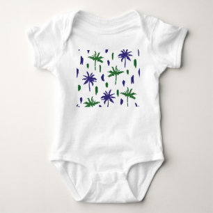 Marineblauw groen palmpatroon romper