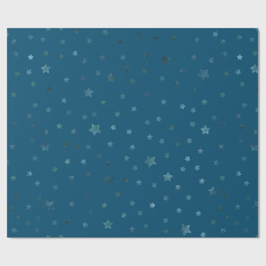 Marineblauw groene sterren cadeaupapier (Vlak)