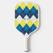 Marineblauw, Hemelsblauw, Citroengeel en Witte Arg Pickleball Paddle (Achterkant)