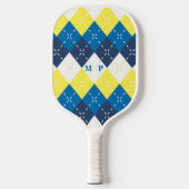 Marineblauw, Hemelsblauw, Citroengeel en Witte Arg Pickleball Paddle (Voorkant)