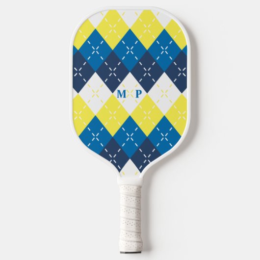 Marineblauw, Hemelsblauw, Citroengeel en Witte Arg Pickleball Paddle (Voorkant)