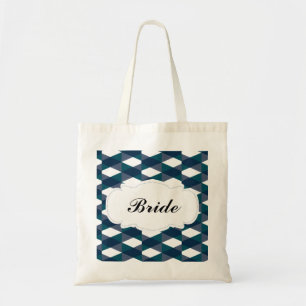Marineblauw Heringbone Patroon Bruid Tote Bag