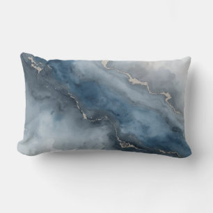 Marineblauw Houtskoolgrijs Wit Beige Abstract Kussen