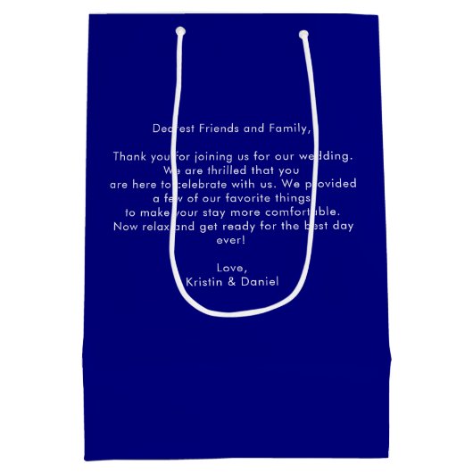 Marineblauw Indiana Kaart Bruiloft Welkom Swag Medium Cadeauzakje (Achterkant)