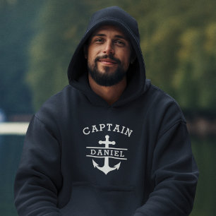 Marineblauw Kapitein Boot Nautisch Ankerschip Hoodie