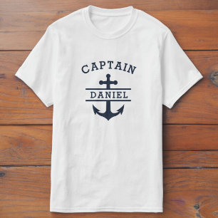 Marineblauw Kapitein Boot Nautisch Ankerschip T-shirt