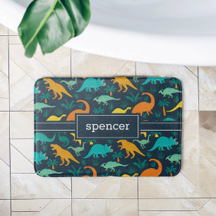 Marineblauw   Kinder naam van het kleurrijke dinos Badmat
