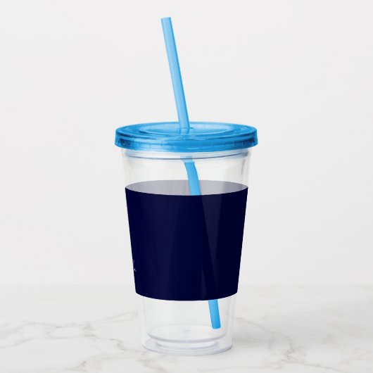 Marineblauw Kleur Gewoon Modern Eigen Naam Kalligr Acryl Drinkbeker (Links)