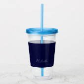 Marineblauw Kleur Gewoon Modern Eigen Naam Kalligr Acryl Drinkbeker (Voorkant)