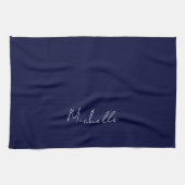 Marineblauw Kleur Gewoon Modern Eigen Naam Kalligr Theedoek (Horizontaal)