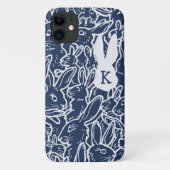 Marineblauw konijn konijntje tekenen modern monogr Case-Mate iPhone case (Achterkant)