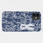 Marineblauw konijn konijntje tekenen modern monogr Case-Mate iPhone case (Achterkant (horizontaal))