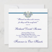 Marineblauw kruis in liefdevolle herinnering kaart (Achterkant)