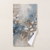 Marineblauw Lichtblauw Bruin Modern Bloemmotief Bad Handdoek (Handdoek)