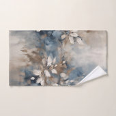 Marineblauw Lichtblauw Bruin Modern Bloemmotief Bad Handdoek (Handdoek)