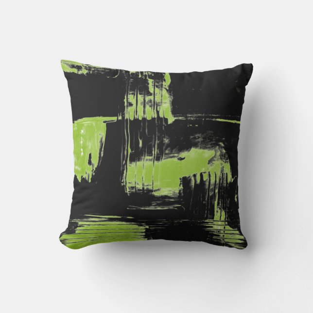 Marineblauw & lime groen Abstract Decor kussen (Voorkant)