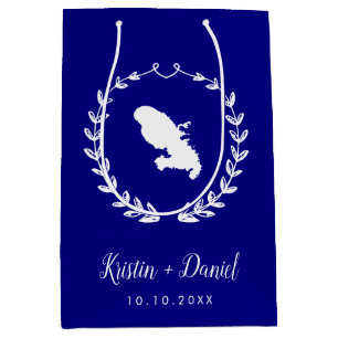 Marineblauw Martinique Kaart Bruiloft Welkom Swag Medium Cadeauzakje
