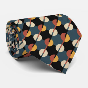 Marineblauw & Meerkleurige Geometrische Cirkels Stropdas
