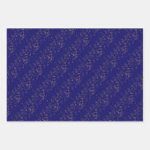 Marineblauw met gouden sterren dubbele gezamenlijk inpakpapier vel (Voorkant)