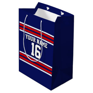Marineblauw met rood-witte strepen teamshirt medium cadeauzakje
