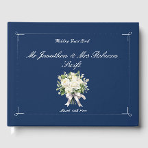 Marineblauw met White Rose's bruiloft gastenboek