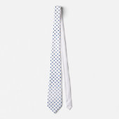 Marineblauw mini stippenpatroon op wit stropdas (Voorkant)