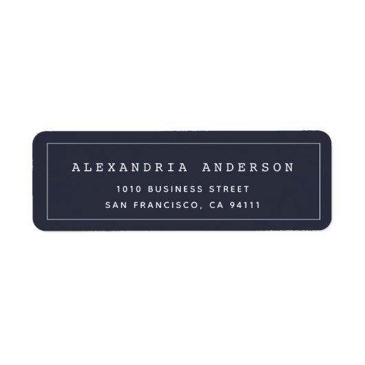 Marineblauw Minimalist Clean Border Address Label (Voorkant)
