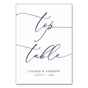 Marineblauw minimalistisch bruiloft top tafel op m kaart