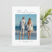 Marineblauw | Minimalistisch Eenvoudig Script Hart Bedankkaart (Staand voorkant)