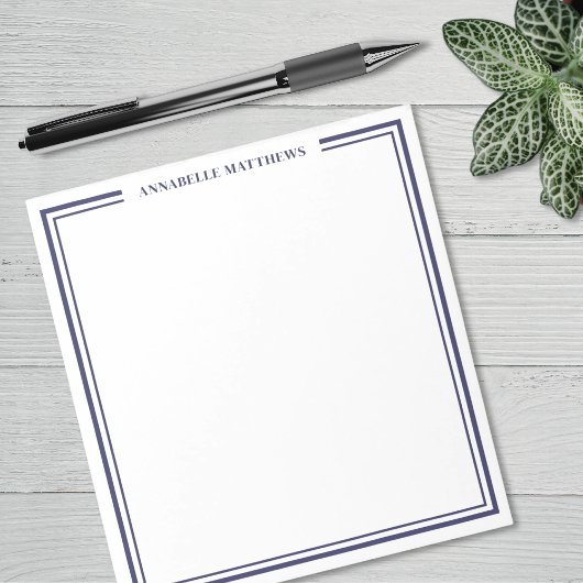 Marineblauw Minimalistisch Monogram Notitieblok