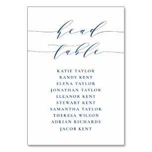 Marineblauw Minimalistisch Script Bruidstafel Trou Kaart