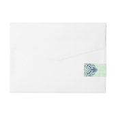 Marineblauw & Mint-groen bloemenkant ontwerp Omwikkelbaar Adreslabel (Achterkant)