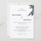 Marineblauw Modern Elegant Bruiloft Kaart (Voorkant)