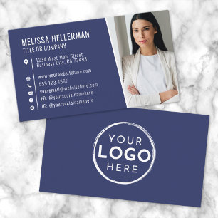 Marineblauw Modern Foto Logo Professioneel Visitekaartje