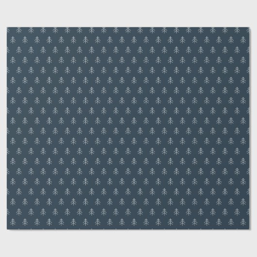 Marineblauw | Modern Trees Pattern Cadeaupapier (Vlak)
