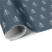 Marineblauw | Modern Trees Pattern Cadeaupapier (Rol Hoek)
