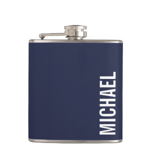 Marineblauw Moderne minimalistische gepersonalisee Heupfles