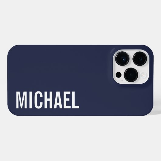 Marineblauw Moderne minimalistische gepersonalisee iPhone Hoesje (Achterkant horizontaal)