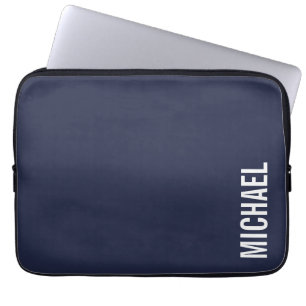 Marineblauw Moderne minimalistische gepersonalisee Laptop Sleeve